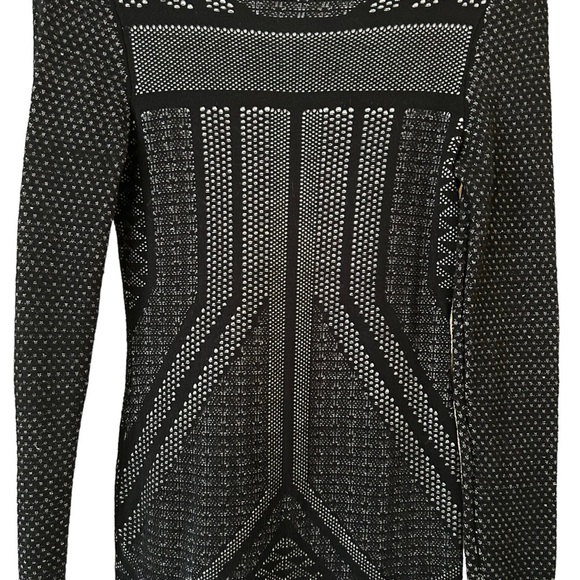 Black And White Jacquard Women's Body Con Dex Long Sleeve Dress Size Small - Picture 13 of 14